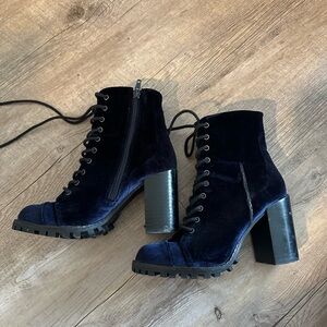 Navy Velvet Boots